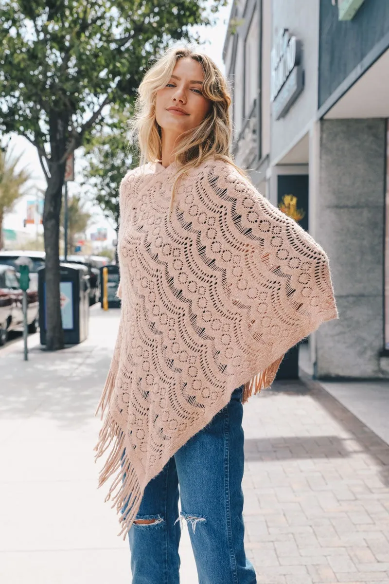 Scallop Lace Knit Poncho