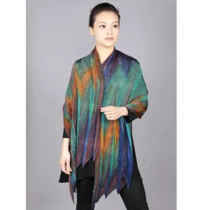 Shibori Silk Shawl in Peacock SA 514 by Cathayana