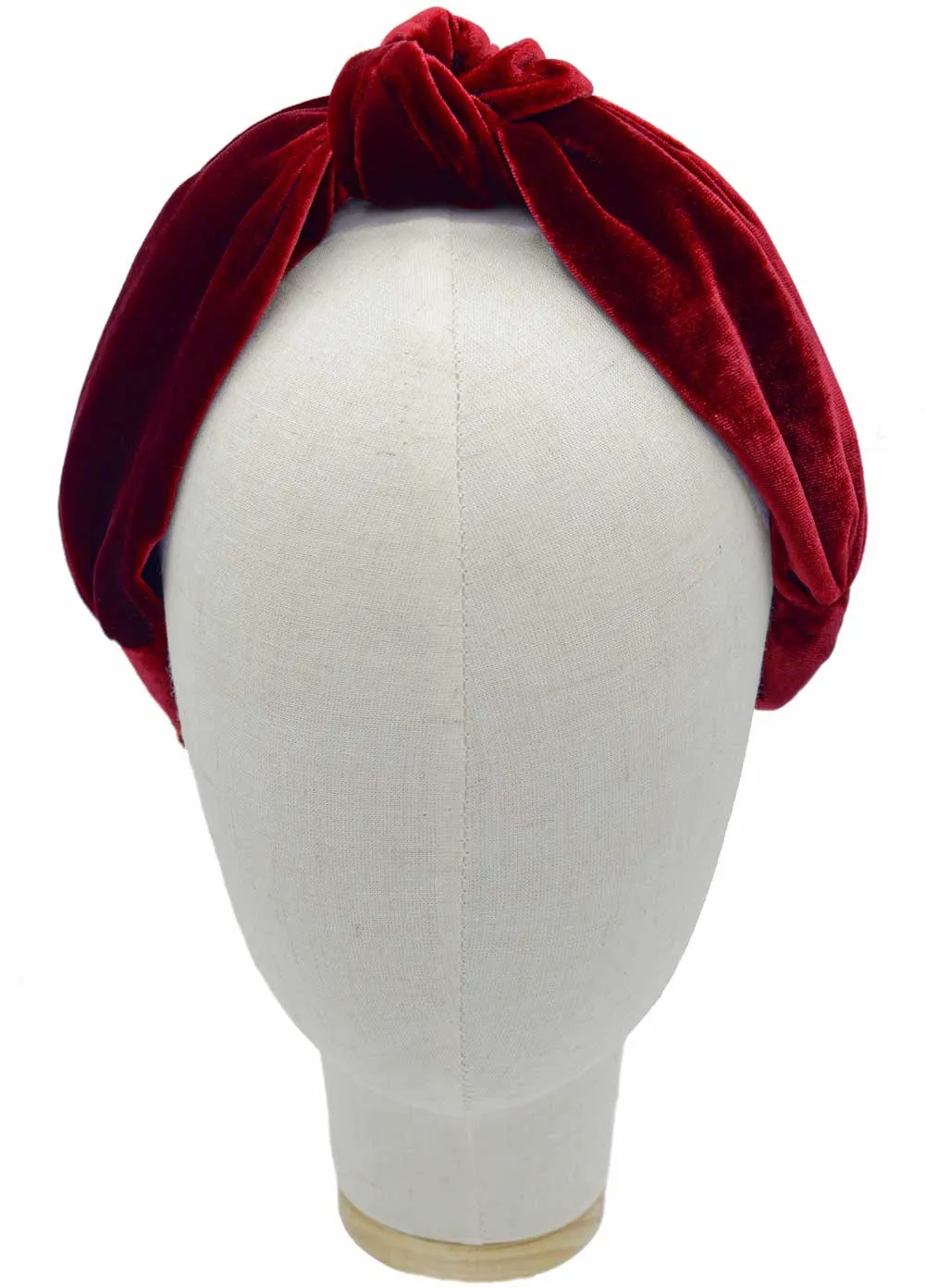 Silk velvet knot headband - burgundy red