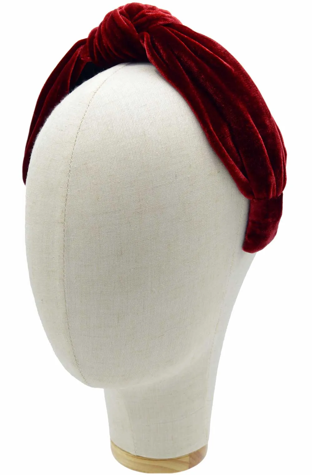 Silk velvet knot headband - burgundy red