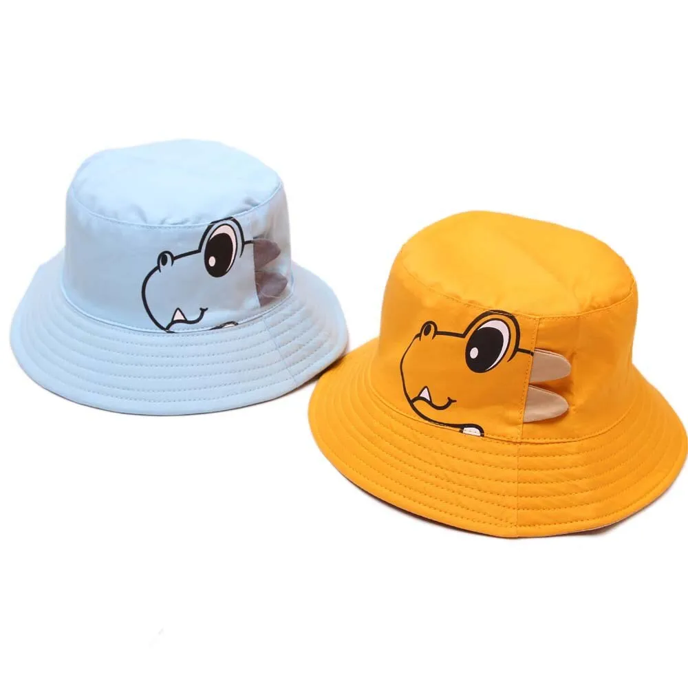 Summer Baby Kids Sun Hat Cartoon Dinosaur Bucket Hats Children Boys Girls Outdoor Anti UV Protection Beach Caps