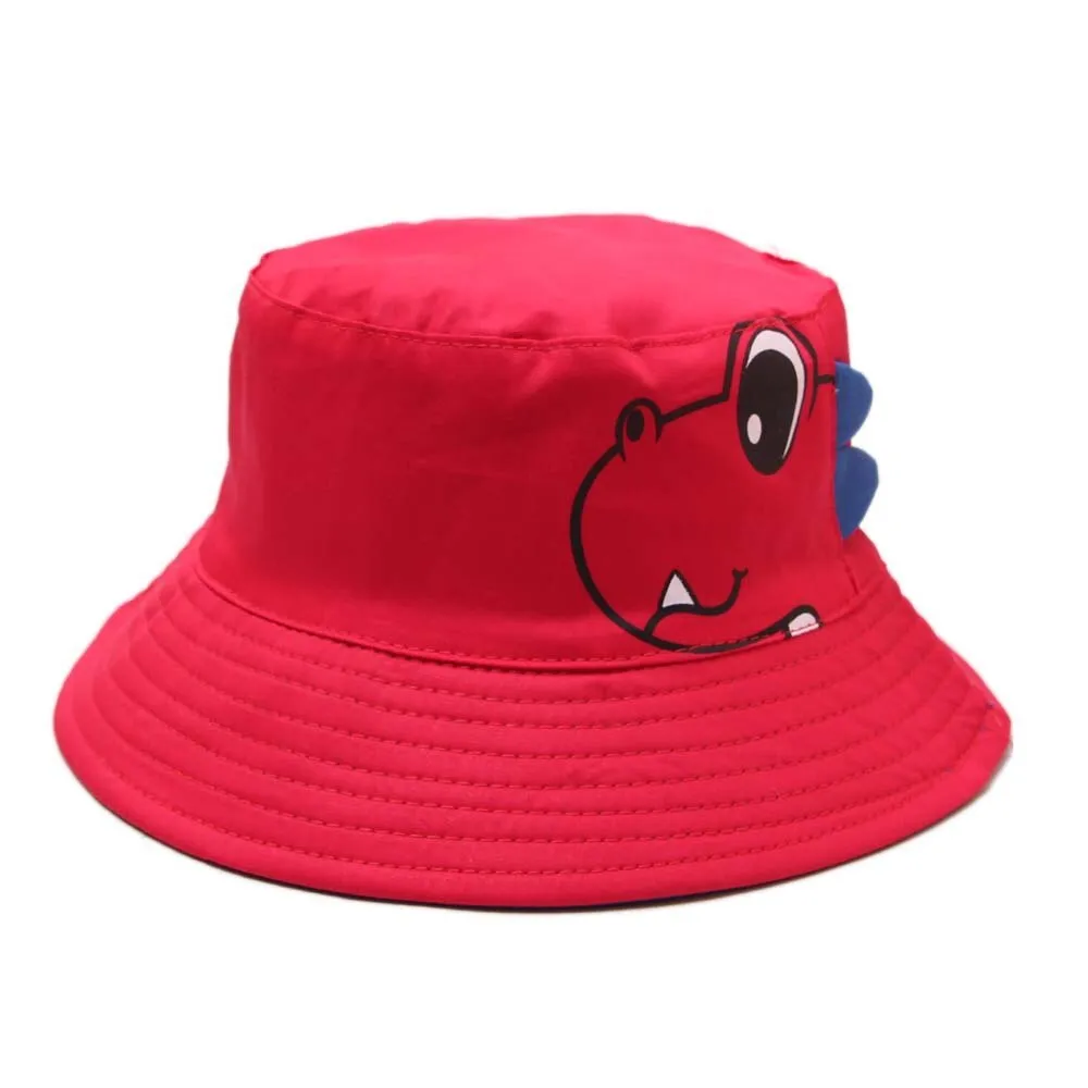 Summer Baby Kids Sun Hat Cartoon Dinosaur Bucket Hats Children Boys Girls Outdoor Anti UV Protection Beach Caps