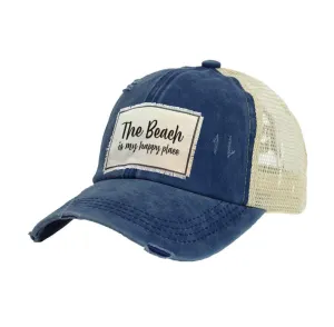 The Beach Is My Happy Place - Vintage Distressed Trucker Adult Hat