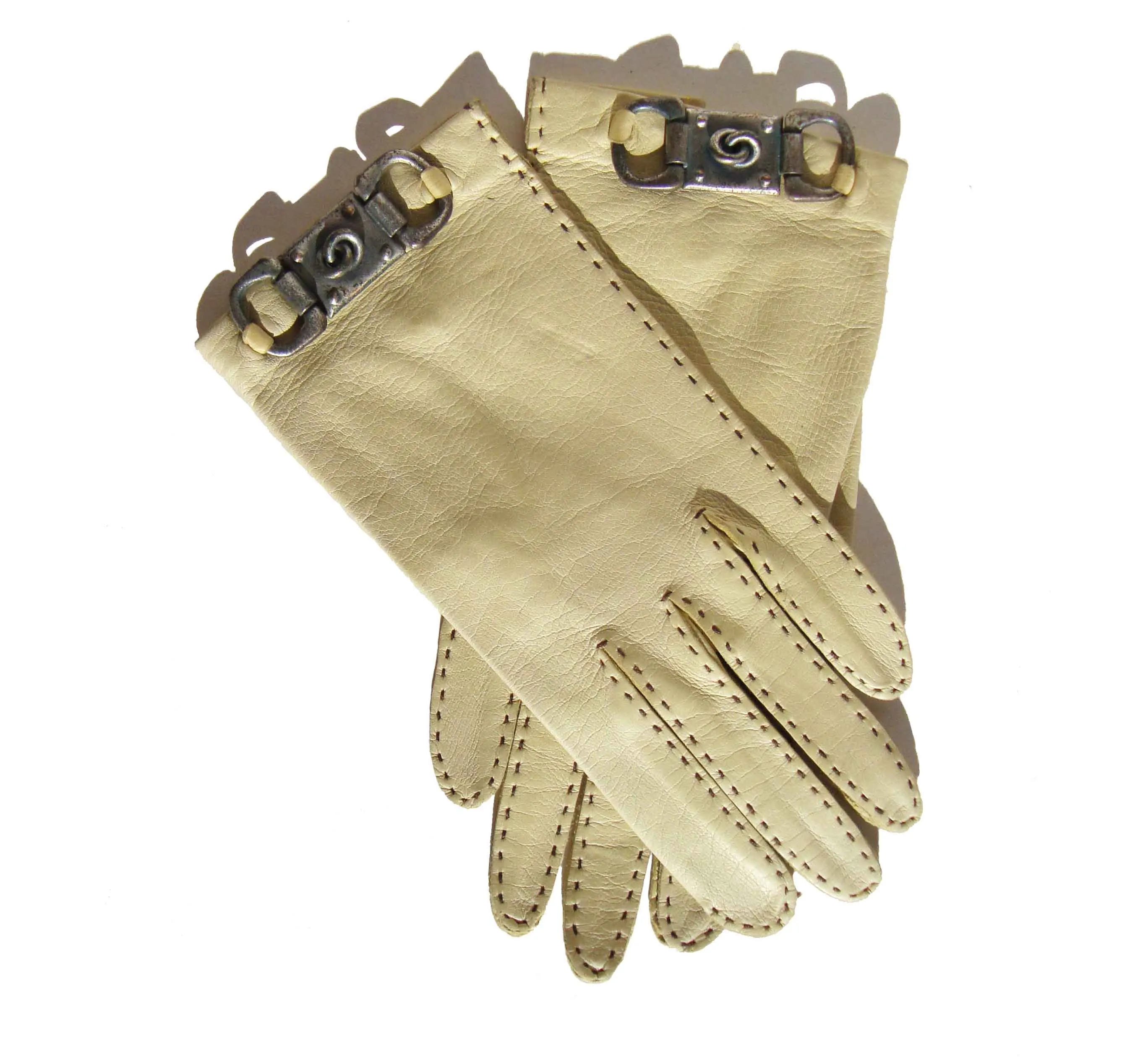 Vintage 70s Gloves Yellow Leather Driving Outdoors NOS - S XS