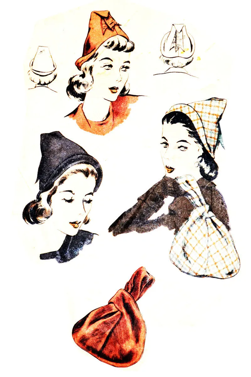 Vintage Vogue hat pattern 9837 1940s hats and handbags