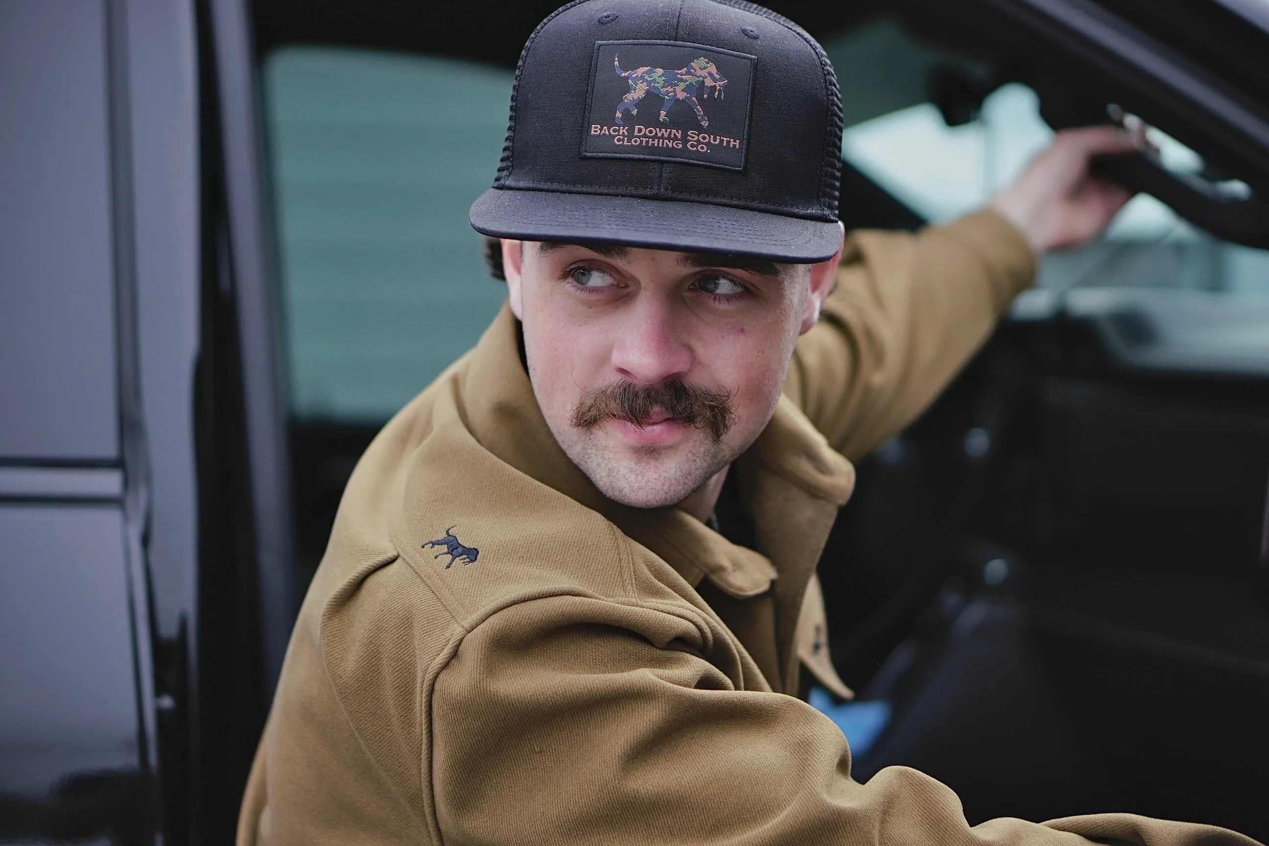 Waxed Pursuit Trucker - Camo Logo Patch