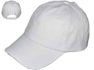 WHITE - PONYTAIL VINTAGE DAD HATS - LADIES LOW PROFILE UNSTRUCTURED WASHED