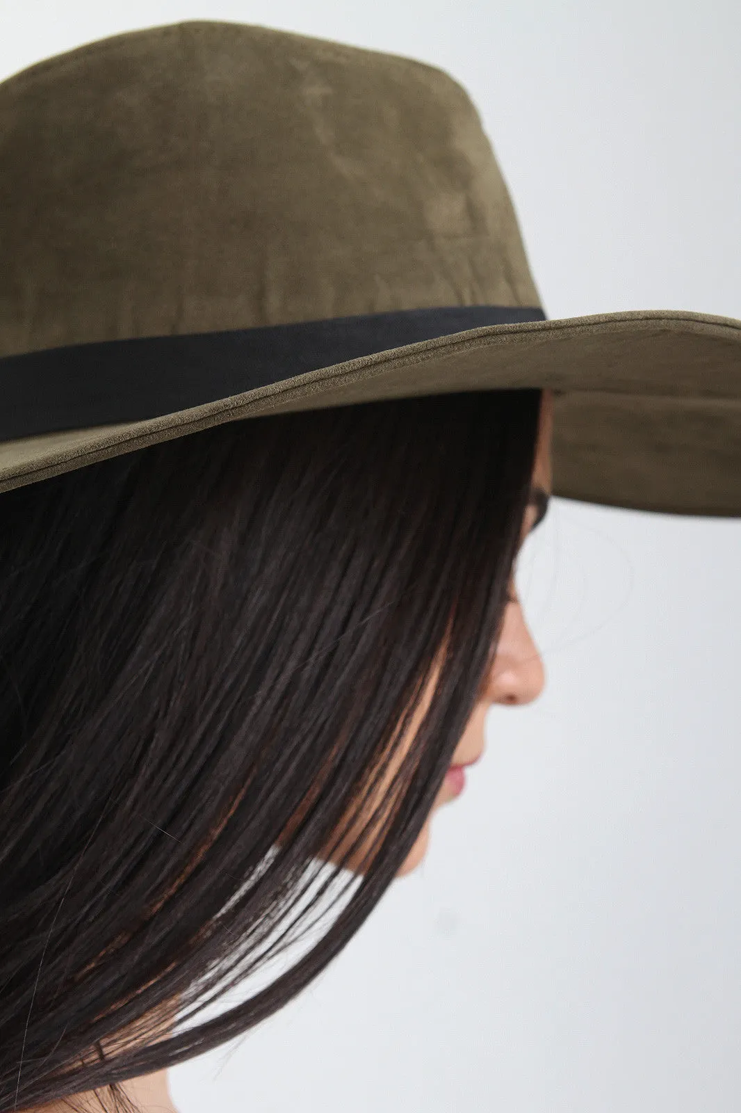 Wide Brim Floppy Vegan Leather Hat