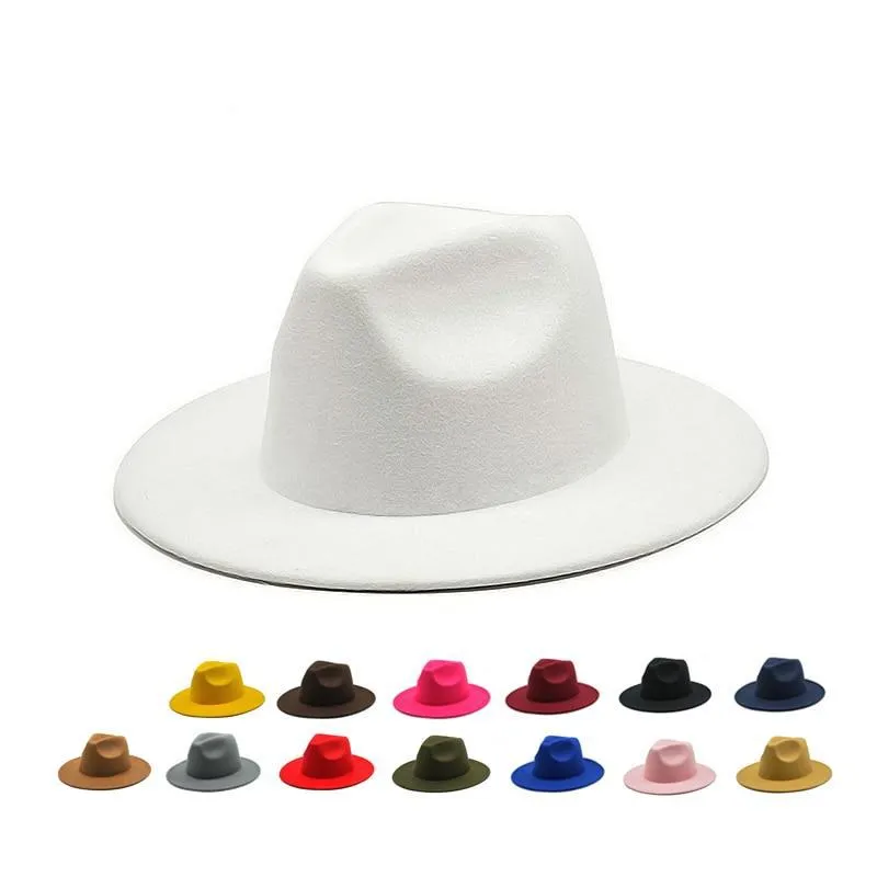 Women Felt Hat Fedoras Brim Hats For Women British Style Vintage Hats