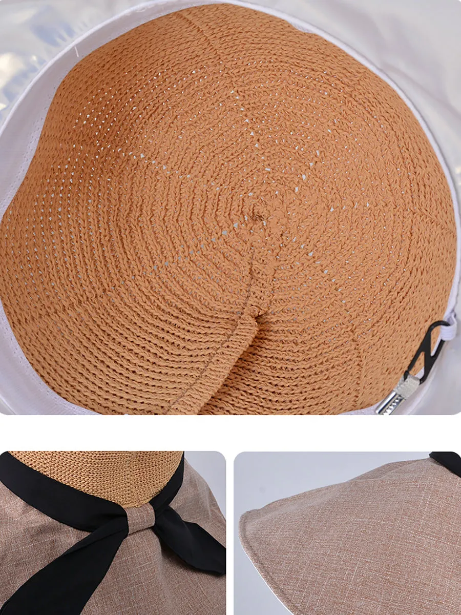 Women Summer Colorblock Large Brim Sunproof Hat WE1002