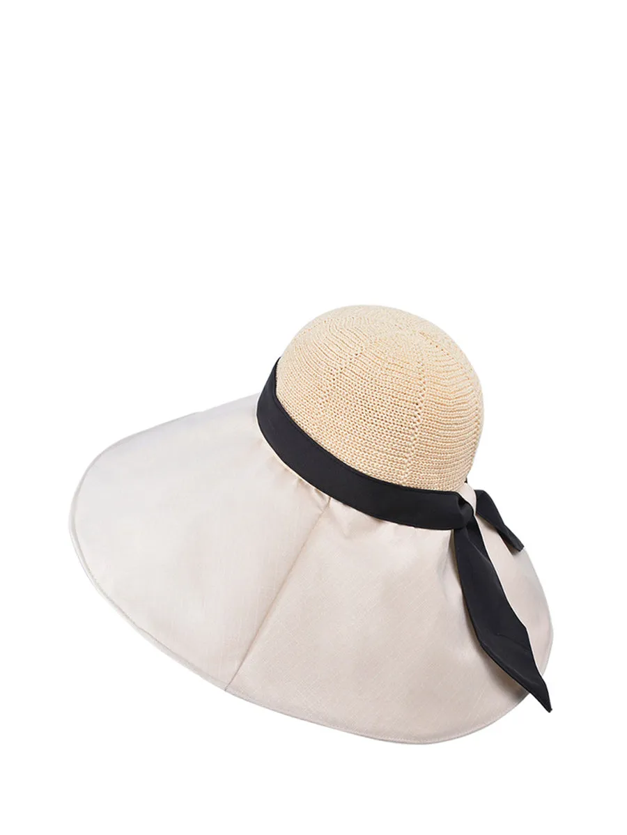 Women Summer Colorblock Large Brim Sunproof Hat WE1002