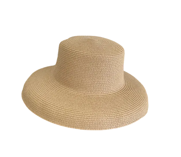 Women Wide Brim Summer Straw Sun Hat Crushable Beach Sun Hat for Ladies Travel Solid Plain Curved Brim