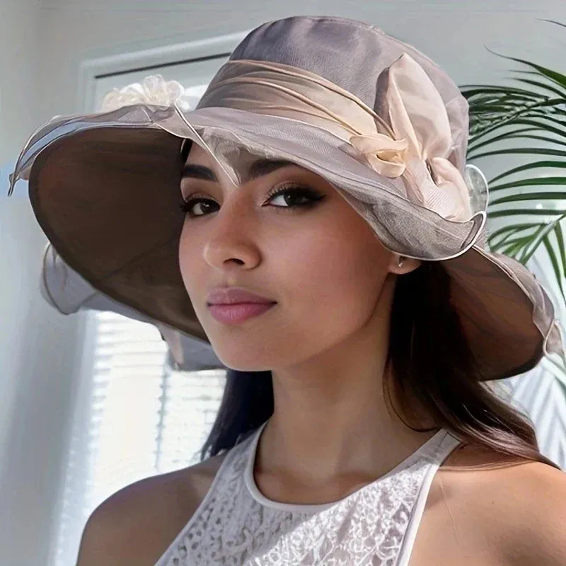 Women's Mulberry Silk Sun Hat with UV Protection and Big Brim